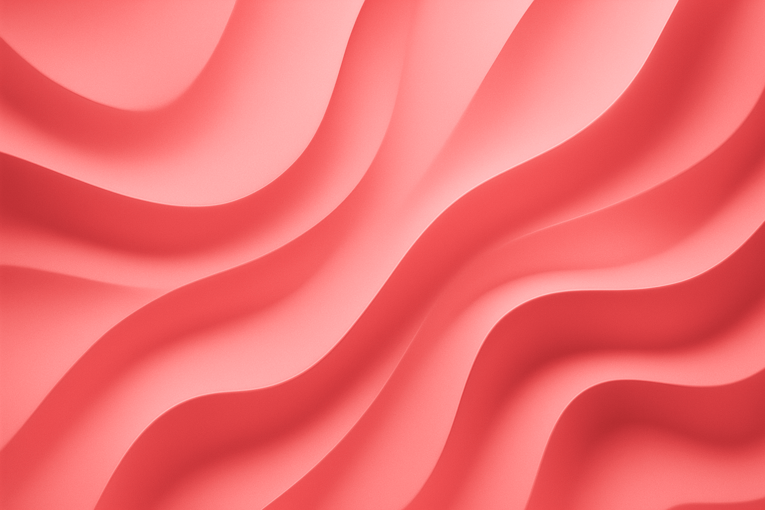 Abstrakte, geschwungene 3D-Flächen in hellem Rosa mit sanften Licht- und Schatteneffekten.