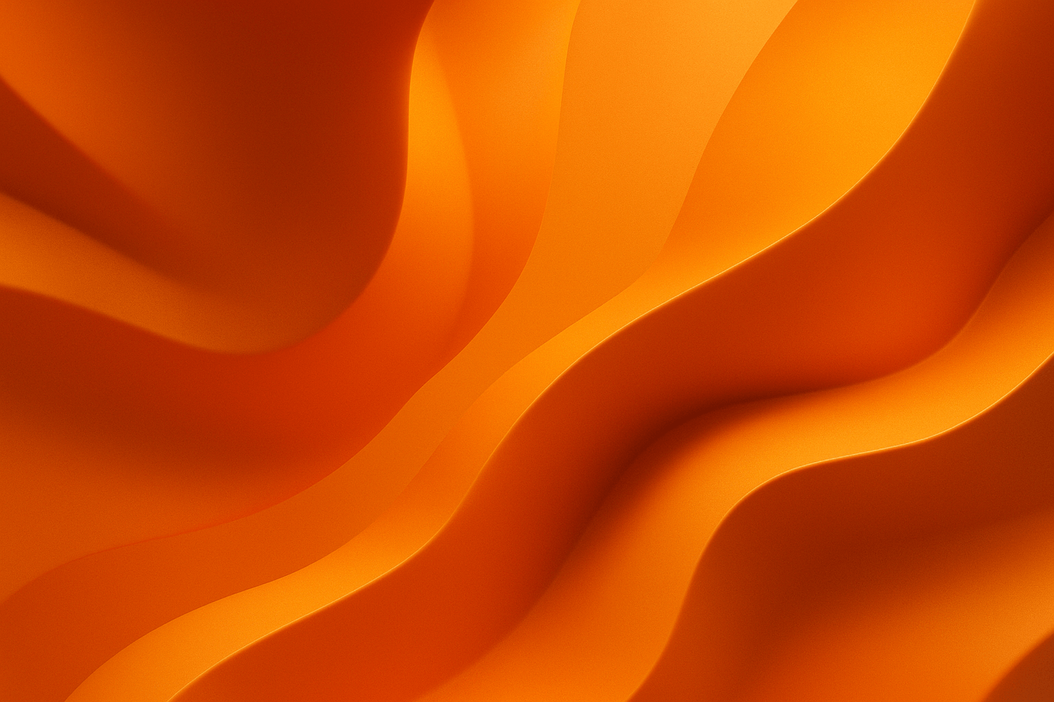 Dynamisches 3D-Wellenmuster in leuchtendem Orange mit weichen Übergängen und Tiefe.