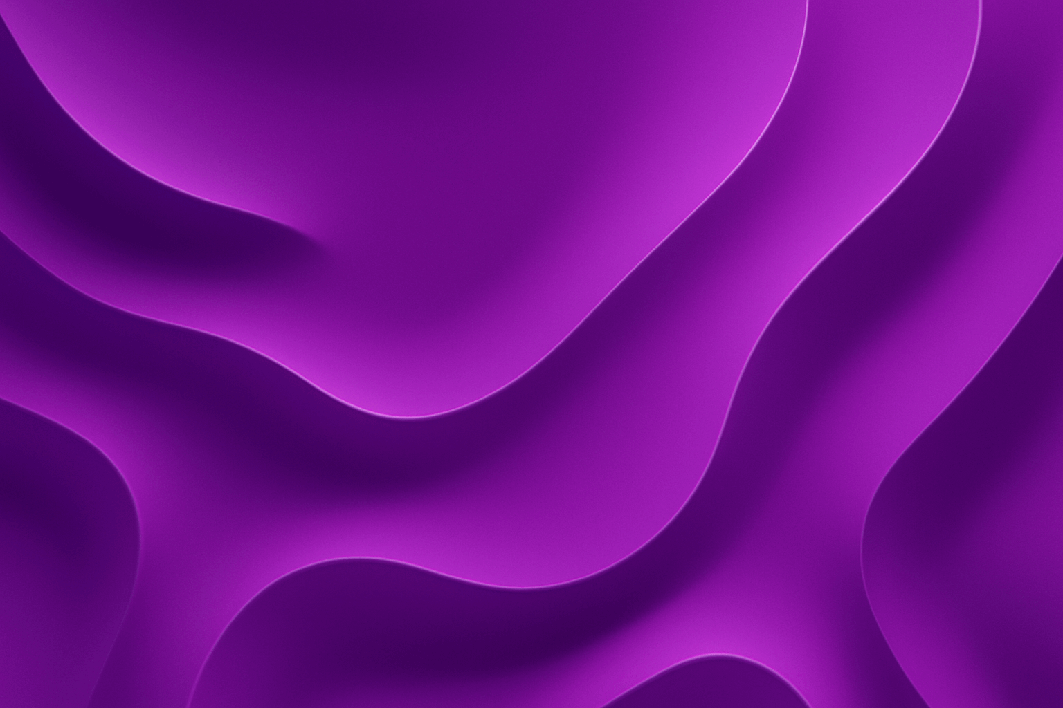Fließende 3D-Wellenstruktur in kräftigem Violett mit glatten Oberflächen und Lichtverläufen.