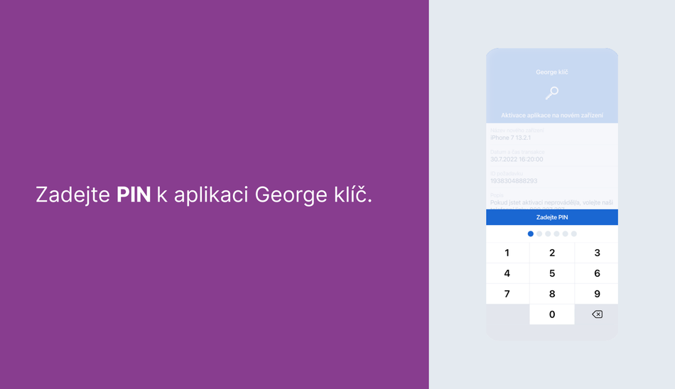 Jak si aktivuji George klíč na dalším zařízení krok 8