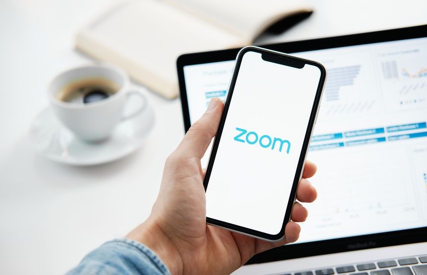 Tyumen, Russia - March 25, 2020: ZOOM Cloud Meetings. Video conferencing software