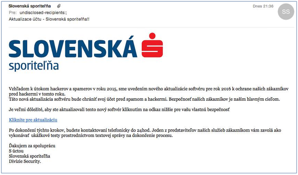 Podvodné e-maily a falošné webstránky