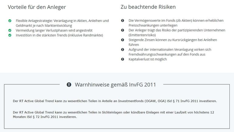 Steuerung der Anlageklassen im RT Active Global Trend im Jahr 2016