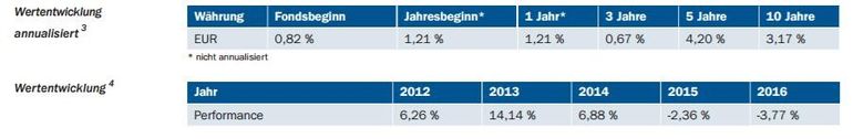 Wertentwicklung seit Fondsbeginn und über die letzten Jahre