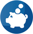 Blaues Icon Sparschwein