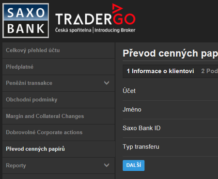 Převod cenných papírů TraderGO