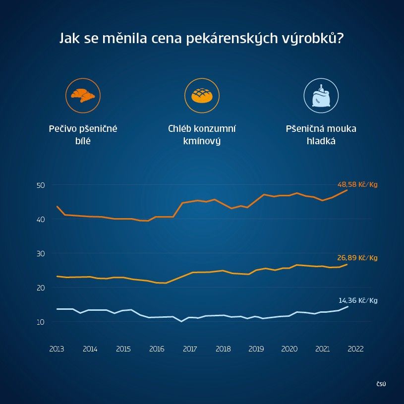 Graf: Jak se měnila cena pekárenských výrobků?