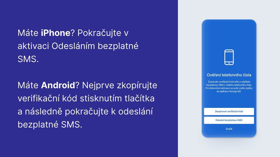 Jak si aktivuji George klíč pomocí hesla a SMS krok 9