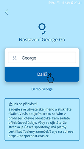 Goerge - přihlášení