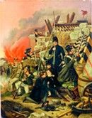 Verteidigung eines Linientors durch die Garde 1848 – Ölgemälde eines unbekannten Malers (Wien Museum)