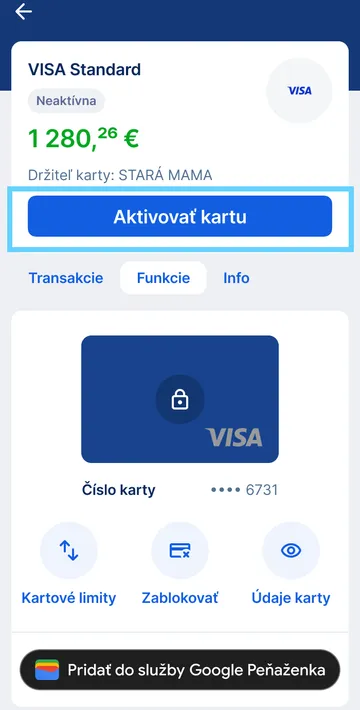aktivácia karty