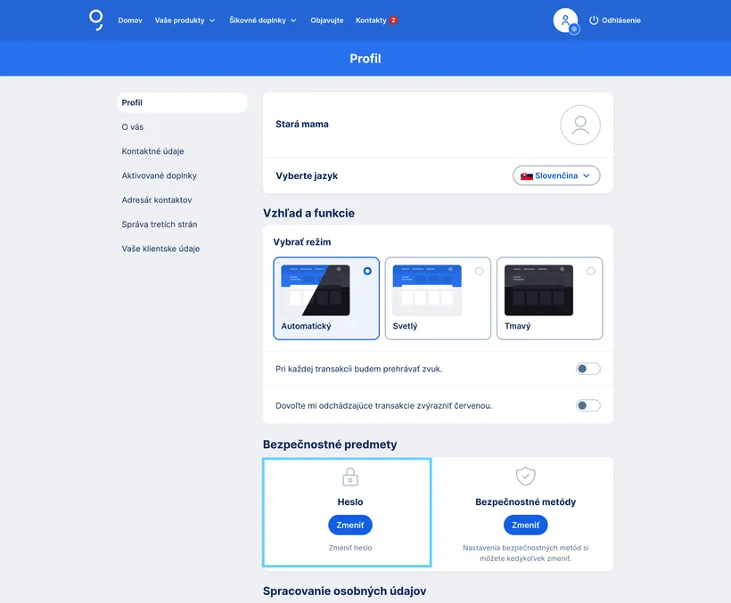 zmena hesla
