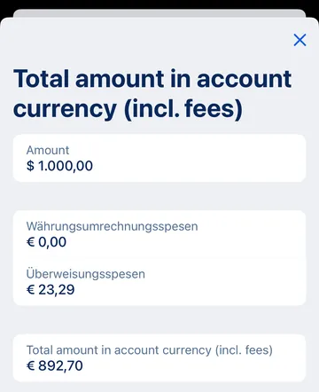 Foreign transfer fees summary