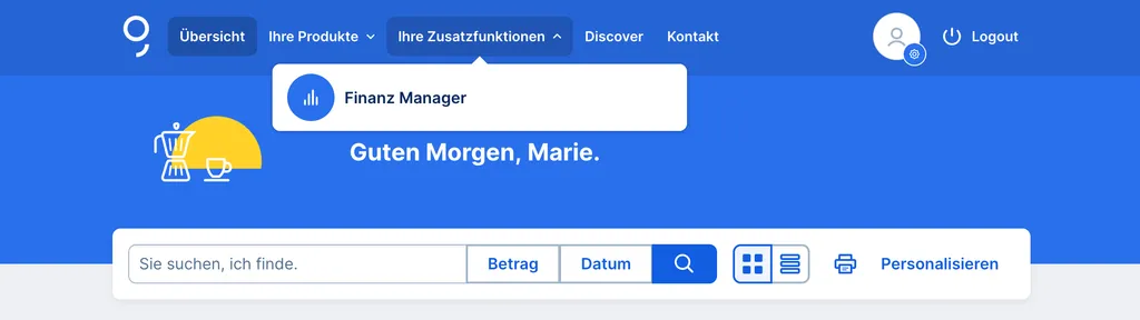 Finanz Manager unter Zusatzfunktionen - Übersicht