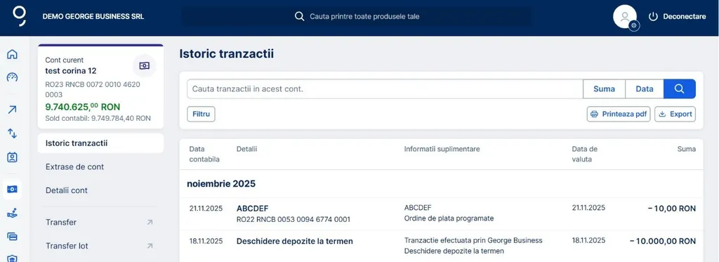 Search bar for transactions within an account