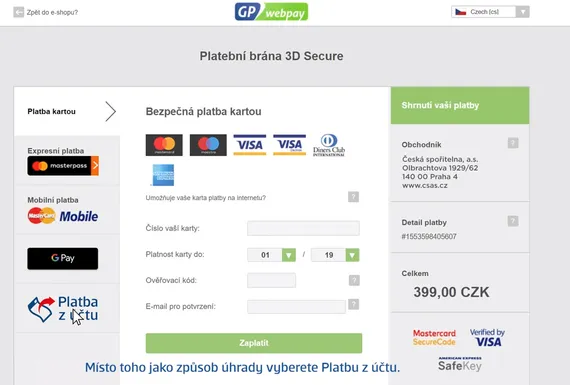 Platba z účtu
