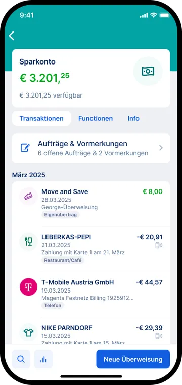 Move & Save in Ihrer Transaktionshistorie