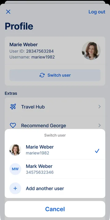 George app - switching users in profile