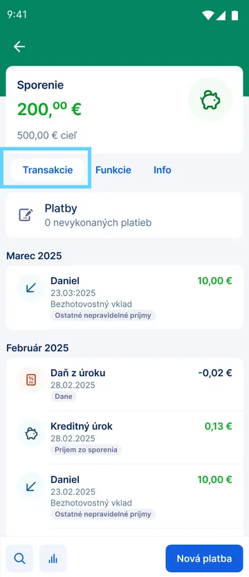 historia transakcie
