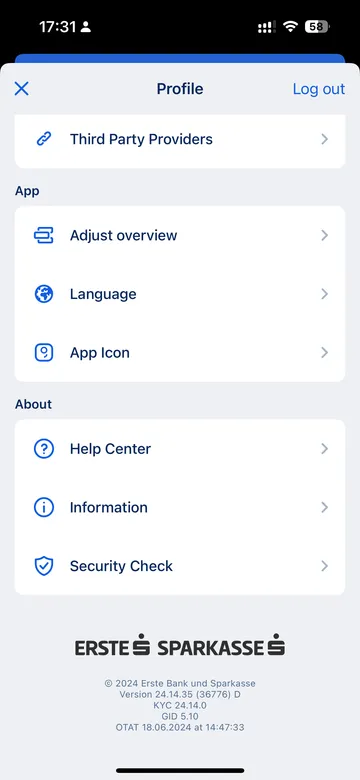 George app profile settings