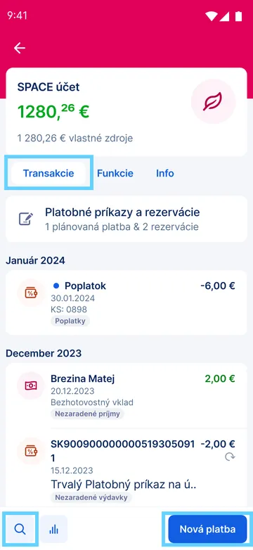 transakcie app