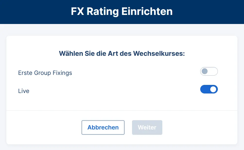 Ein FX Rating einrichten
