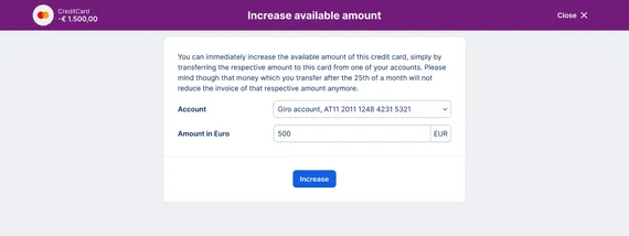 Changing available amount