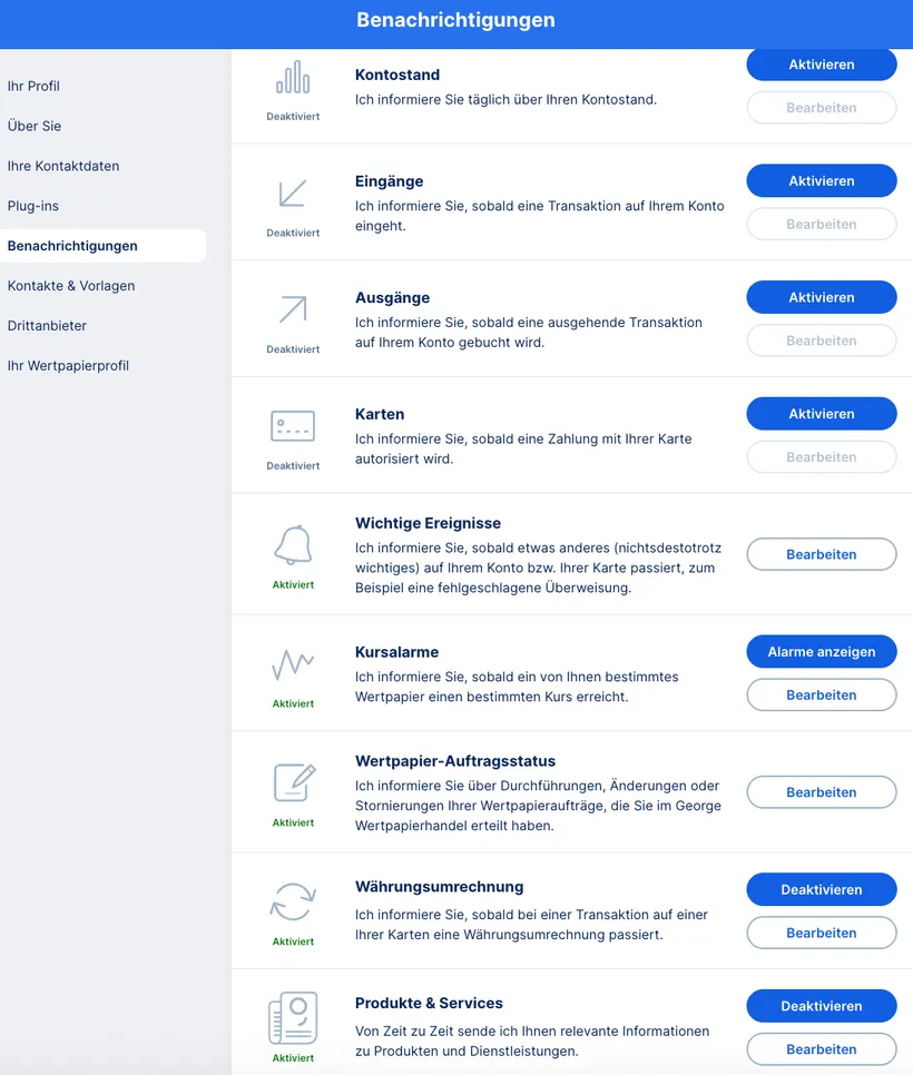 George Web - Benachrichtigungen