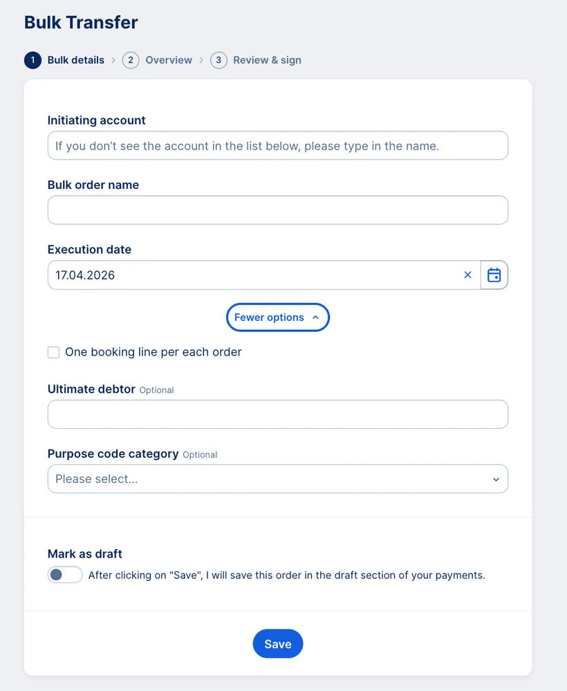 Create a bulk transfer