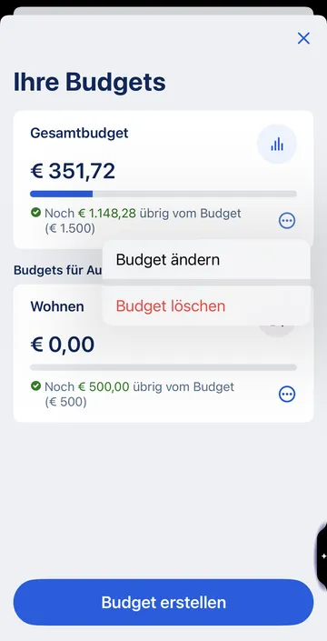 George App: Budget bearbeiten