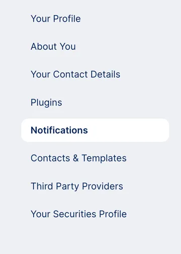George Web - Profile - leftside menu - notifications