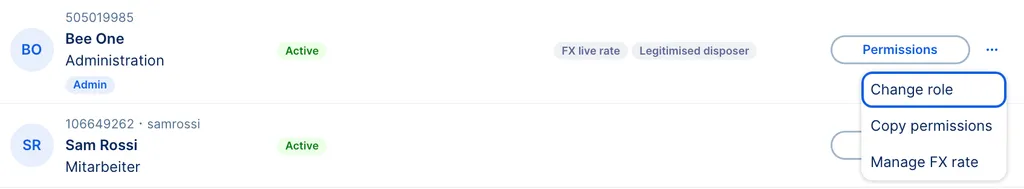 The FX label in the user overview