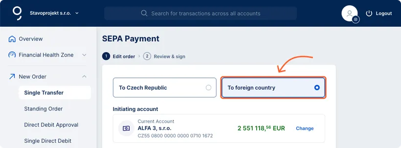New foreign payment
