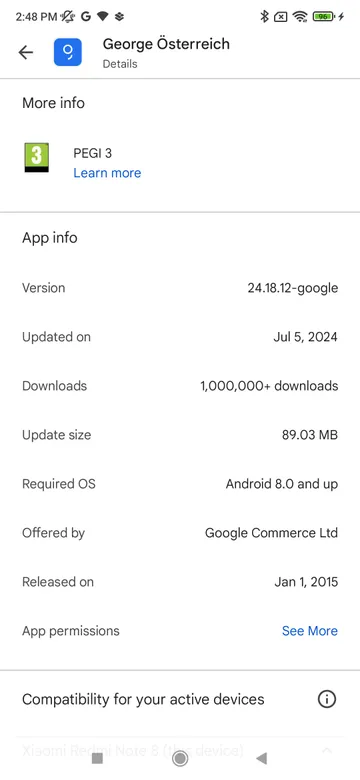Play Store app version