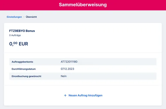 Ihre Sammelüberweisung