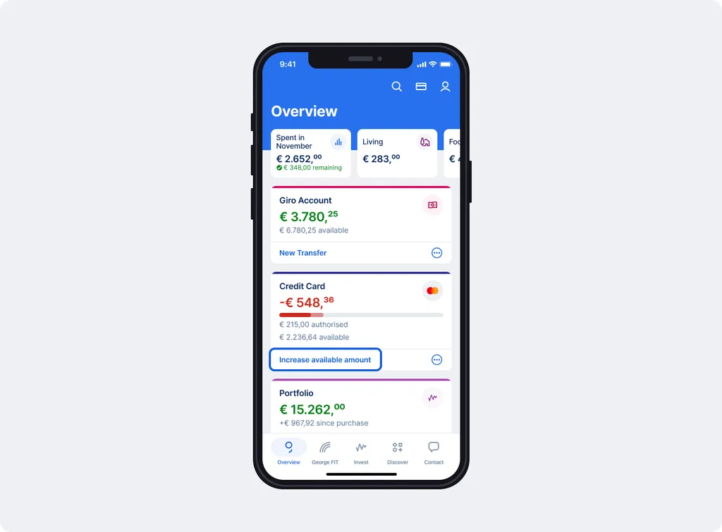 Raise amount from overview