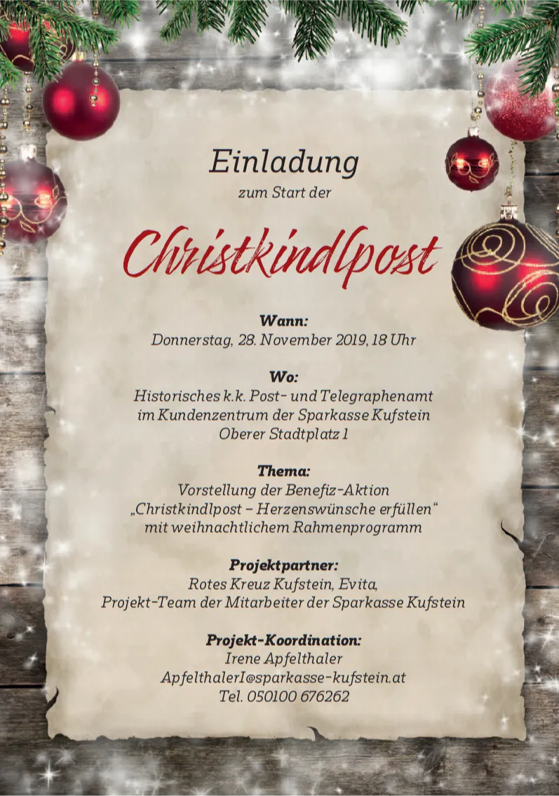 Bild beschriftet mit Einladung zur Christkindlpost