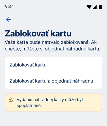 blokovanie karty app