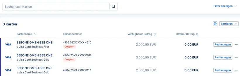 Kartensortierung