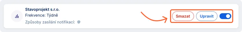 Úprava nebo smazání notifikací