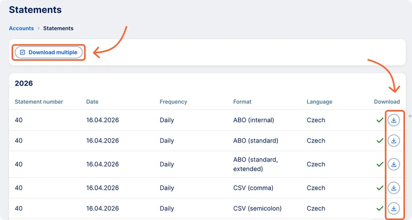 Downloading statements