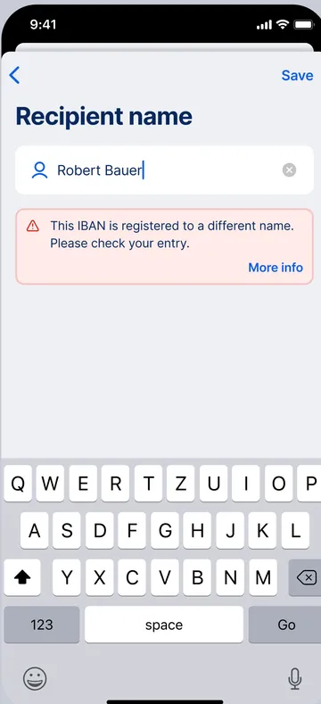 Verification of payee - no match