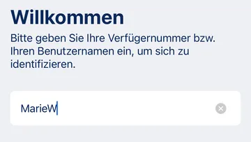 Eingabe der Verfügernummer oder Benutzername