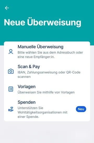 Neue Überweisung