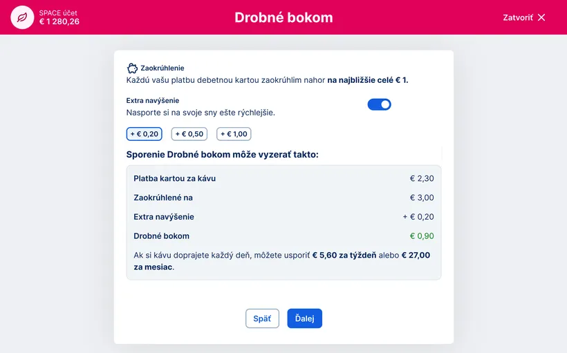 Extra navýšenie pri Drobné bokom