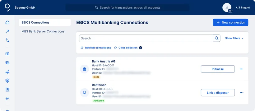New EBICS connection