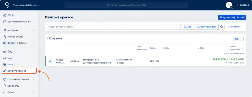 Přehled devizových operací