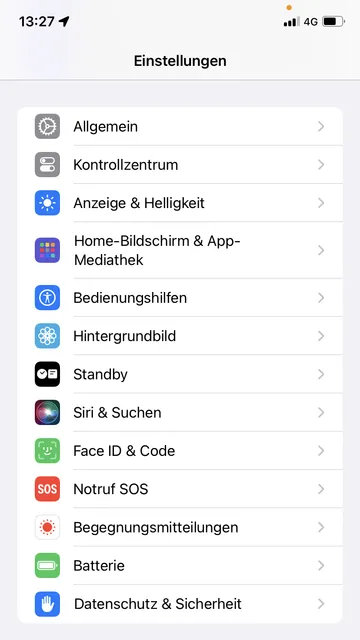 iOS settings