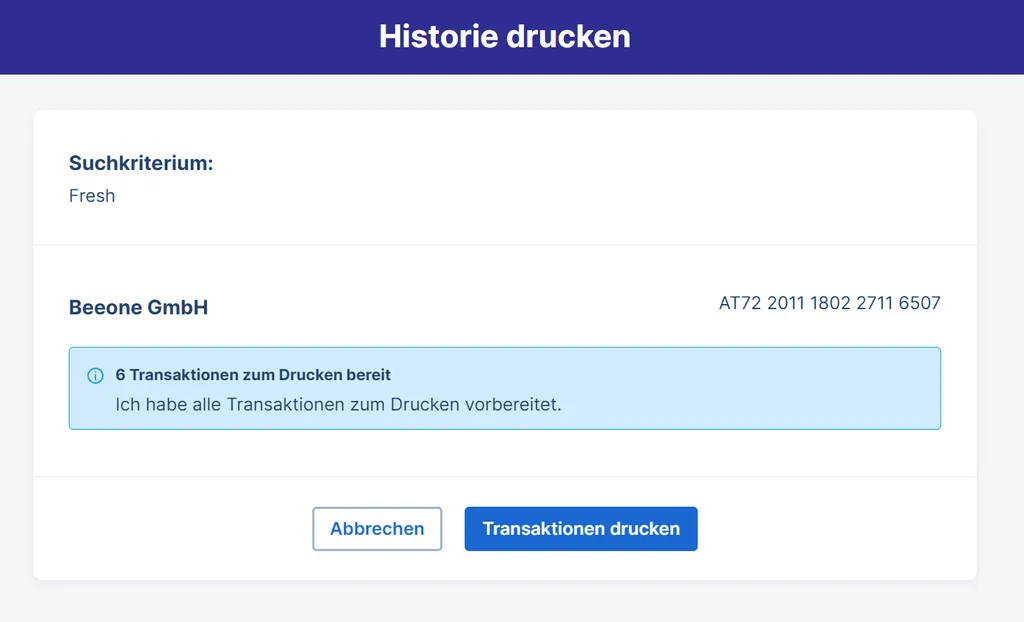 Druck von Suchergebnissen