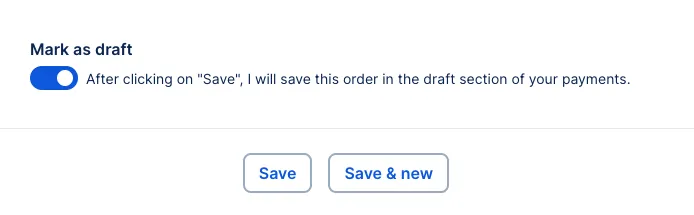 Save as draft option enabled